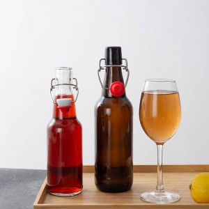 350 ml 500 ml Amber Homebrew Стъклена бутилка с отварящ се капак