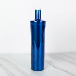 700ml Blue Electroplated Empty Glass Alcohol Bottle