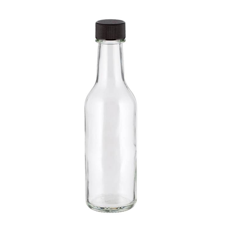 Pabrika Para sa Recycled Glass Water Bottle - 5oz/10oz Glass Woozy Hot Sauce Bottle nga adunay Ribbed 24mm plastic Cap – Ant Glass