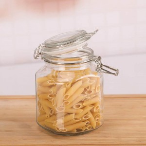 အလုံပိတ် Clamp အဖုံး Pantry Dry Food Glass Storage Jar