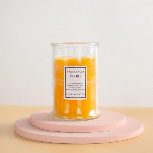 Transparent Cylinder Glass Candle Jar with Custom Label