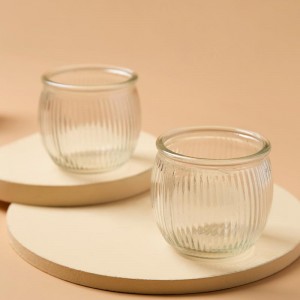 190ml Stripes Clear Wide Mouth Aroma Candle Glass Cup