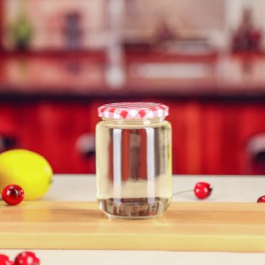 12oz သတ္တုအဖုံးအကြည် ဆလင်ဒါ Pickle Glass Storage Jar