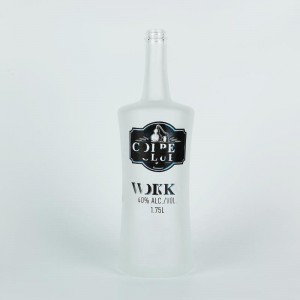 Grande bouteille de vodka en verre avec logo givré transparent de 1,75 L
