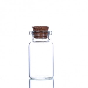 Malá valcová fľaštička 9ML 10ML z číreho korkového skla