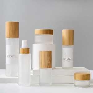 Stoples Botol Kaca Lotion Kosmetik Krim 50ml dengan Tutup Bambu
