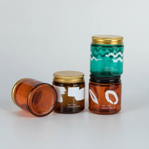 រូបសញ្ញាពណ៌ទឹកក្រូចបោះពុម្ព 4OZ Glass Storage Jar with Lid