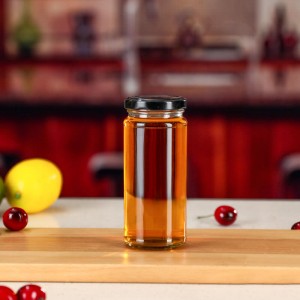 12 oz Jaru di miele in vetru Paragon Viotu Trasparente cù Coperchio in Metallu