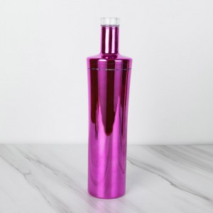 70cl गुलाबी इलेक्ट्रोप्लेटिंग फैंसी ग्लास स्पिरिट बोतल