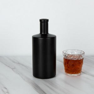 75CL Matte Black Jersey Glass Bourbon බෝතලය
