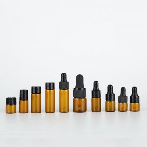 1-5ML gezichtsserum Amber druppelaar glazen flesjes voor cosmetica