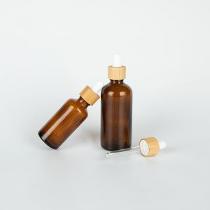 Steklena steklenička 10 ml in 20 ml porjavelega seruma z leseno kapalko