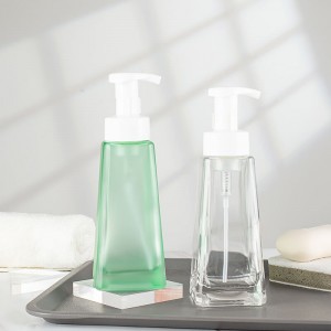 370ml Green Frosted Foaming Pump Hand Wash Glass Bottle