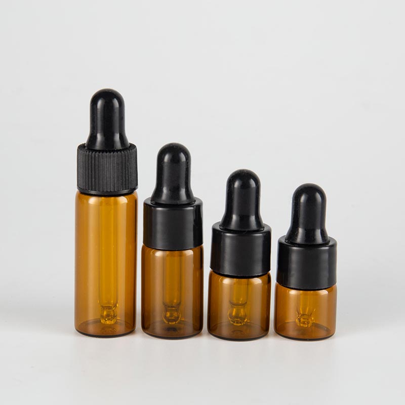 Botellas de bomba de baño con grandes descontos por xunto - 1-5ML de suero facial Viales de vidro con contagotas ámbar para cosméticos - Vidro Ant