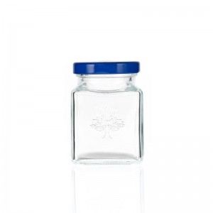 Leaf Engrave Square 120ml 4oz Caviar Glass Jar
