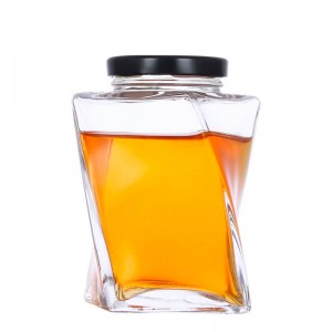 350 ml skrútený sklenený hrniec na med s kovovým viečkom