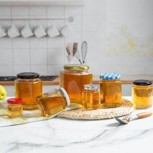730ml Hexagon Honey Glass Pot with TW Lug Lid