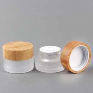 Circum 5g 10g 30g Frosted Bamboo Lid Glass Cream Jars