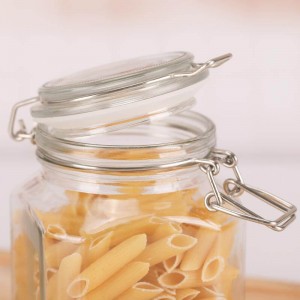 အလုံပိတ် Clamp အဖုံး Pantry Dry Food Glass Storage Jar