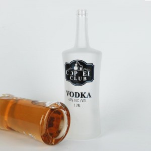 1.75L Large Clear Frosted Logo Print Glass Vodka Bottle