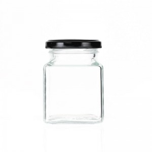 7oz 200ml Empty Clear Square Glass Seafood Jar