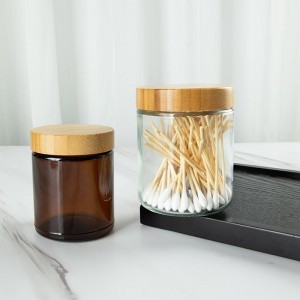 Contenitore per la conservazione dei tamponi in vetro con coperchio in bambù da 4 once 8 once 16 once