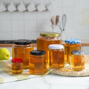 Airtight 100ml Small Glass Hexagonal Jar for Honey Storing