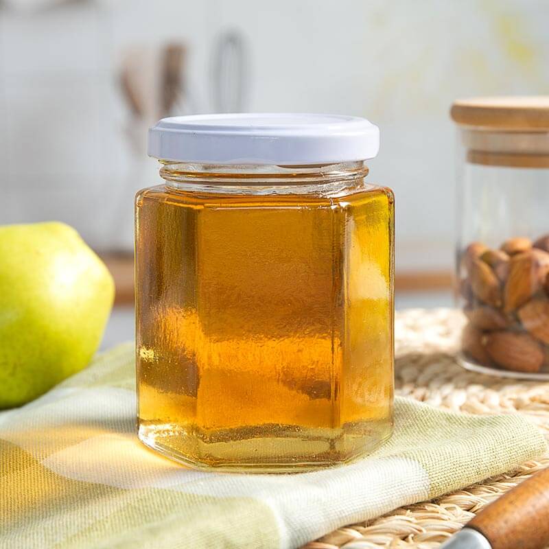 hexagon glass jar for honey