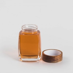 Pot hermètic de mel de vidre de 360 ​​ml amb tapa de fusta