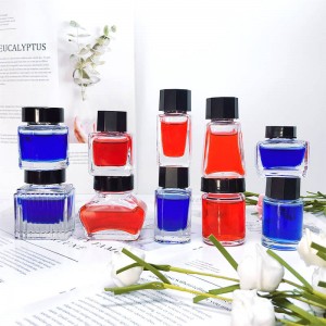 Botellas de vidro de tinta para pluma estilográfica redonda cadrada de 15 ml, 20 ml e 30 ml