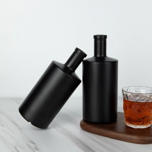 Custom Matte Glossy Black Alcohol Glass Bottles