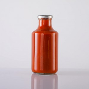 16oz Ketchup Stout Konteynirê Glass bi Cap Metal