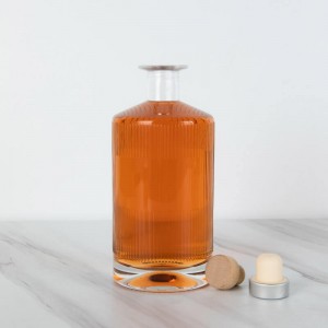 750 ml gestreifte Gin-Glasflasche mit kurzem Hals aus Kork