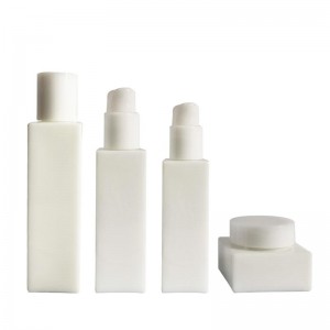 100ml Airless Square Opal Glass Skincare Lotion Bottles Jar Set