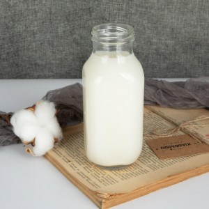 10oz 16oz French Square Glass Milk Bottles with Lids
