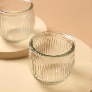 190ml Stripes Clear Wide Mouth Aroma Candle Glass Cup