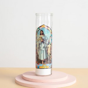 7-дзённы вузкі мемарыяльны шкляны кантэйнер для свечак з адкрытым верхам