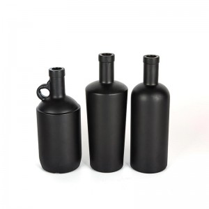 Custom Matte Glossy Black Alcohol Glass Bottles