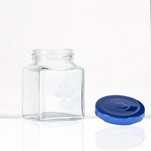 Leaf Engrave Square 120ml 4oz Caviar Glass Jar