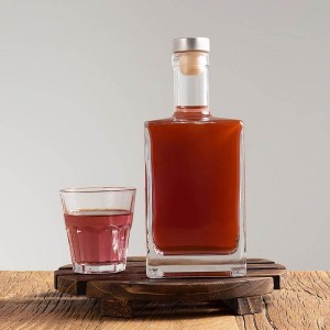 Cork Top 700ml Bottiglia quadrata di liquore in vetro di brandy di tequila