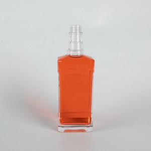 Sticlă de sticlă Bourbon, goală, plată, pătrată, de 700 ml