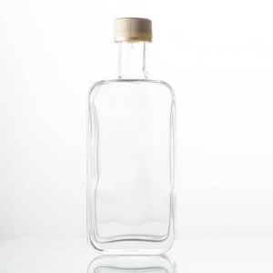 250ML Datar Square Kaca Botol Sirop kalawan Cap Plastik