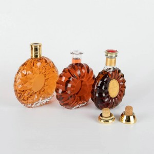 75CL Flat Round XO Cognac Glass Bottle decanter