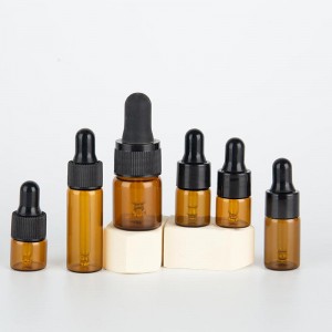 1-5ML Face Serum Amber Dropper Glass Vials for Cosmetic