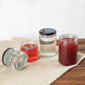 Recipientes redondos de vidro para salsa despensa de 240 ml, 350 ml e 480 ml