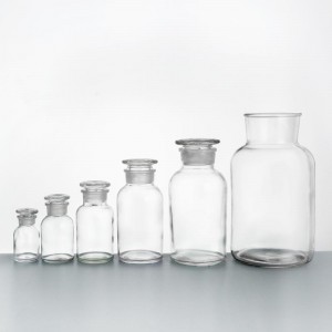 500 ml 1L transparante reagensfles van chemisch gemalen glas