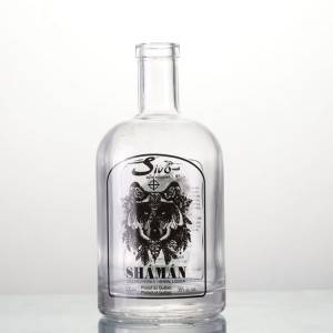 Customized Logo Printing Pattern Glass Liquor Bottle