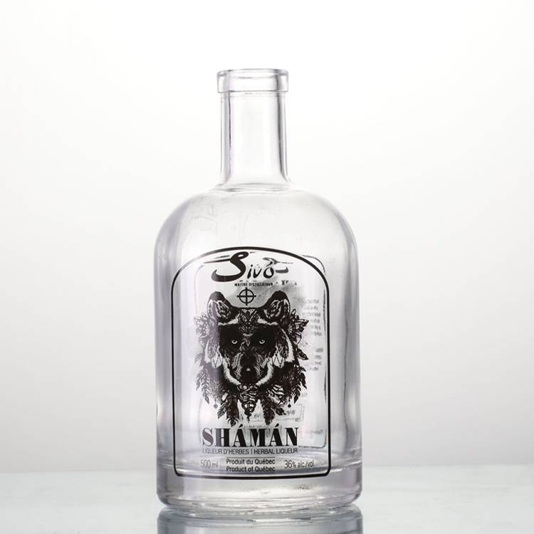Customized Logo Printing Pattern Glass Liquor Bottle