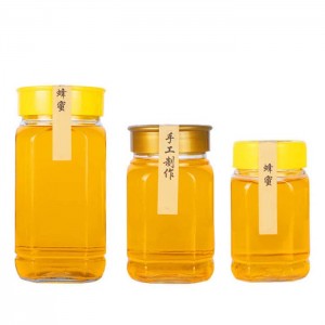 Envasos de vidre de mel d'abella octogonal de 380 ml i 730 ml