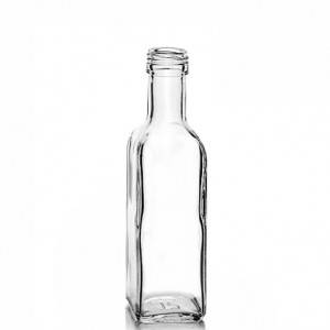250ml/500ml/750ml/1000ML Flint Glass Square Marasca Bottle 31.5mm PPM Screw Finish